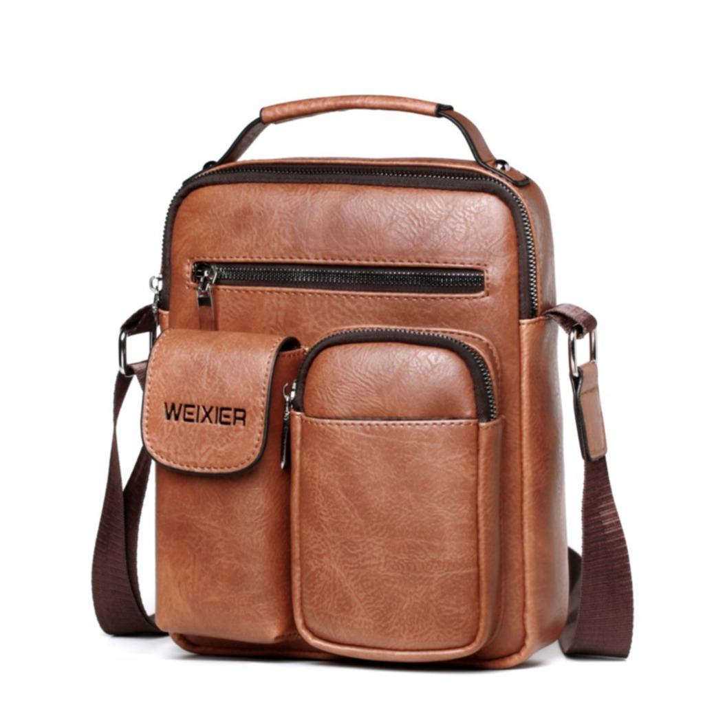 Image of (35x20x10cm) Herren Leder Umhängetasche Fashion Crossbody Bag Schultertasche - Braun bei Apfelkiste.ch