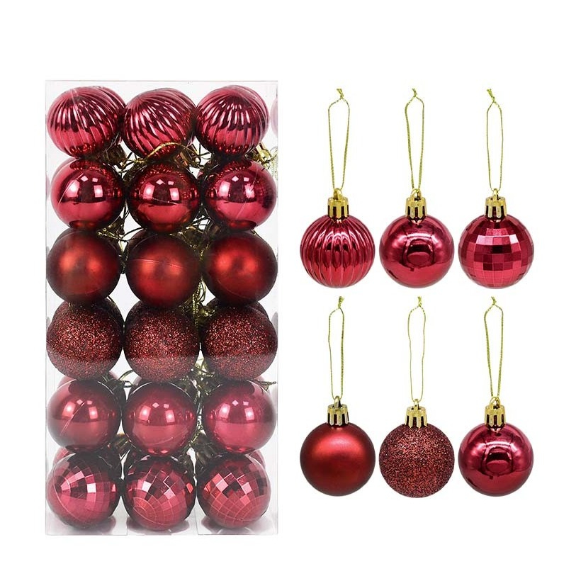 Christbaum Set) Kugeln 36er Weihnachten Bordeaux