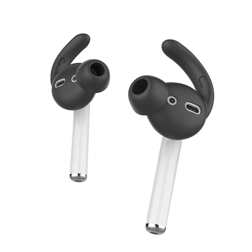 Image of (3-tlg. Set) AirPods (1. & 2. Generation) / Earpods Silikon Ohrbügel Haken Halterung - Schwarz bei Apfelkiste.ch