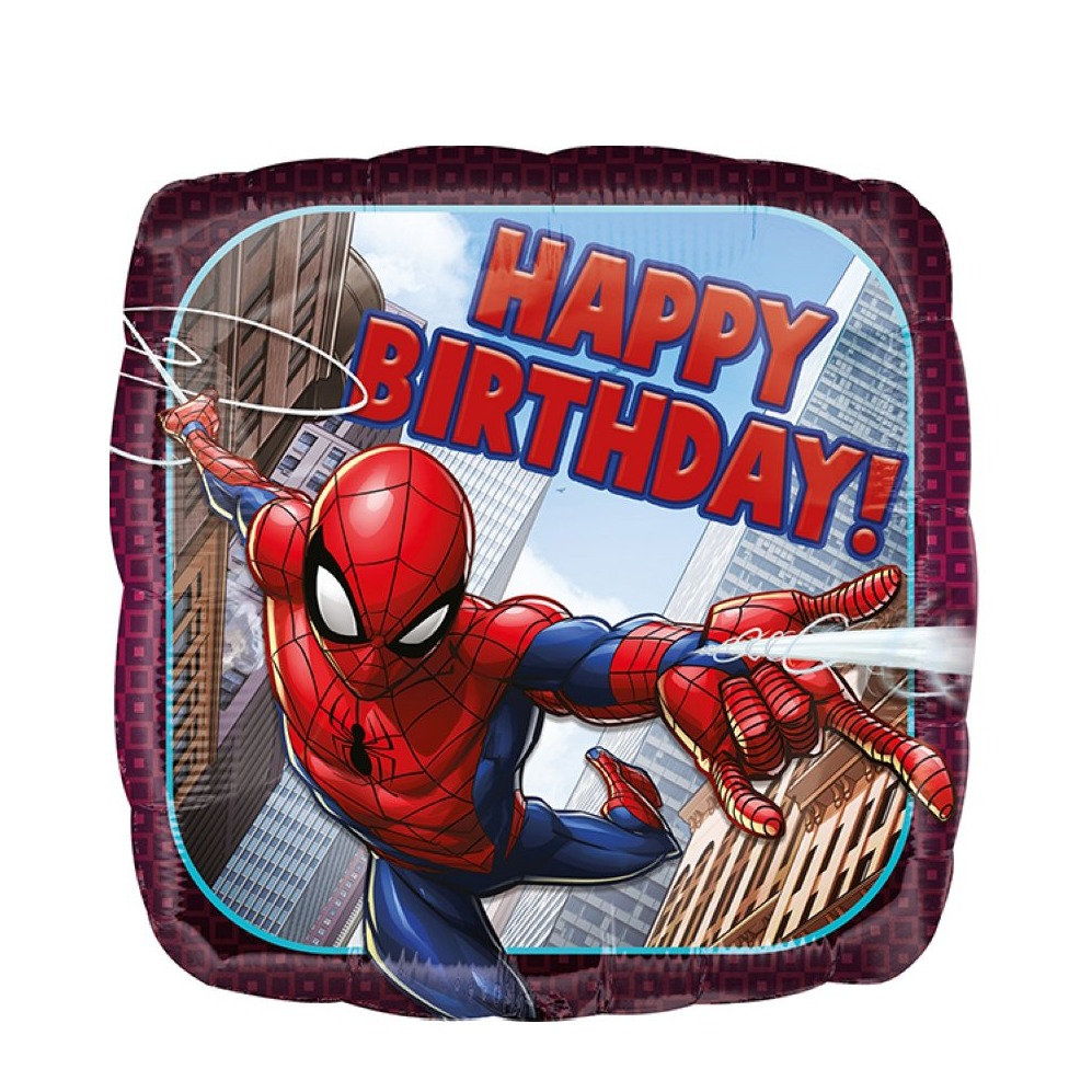 Image of (42x42cm) Spiderman Party Ballon Happy Birthday Folien Luftballon Deko - Rot / Blau bei Apfelkiste.ch