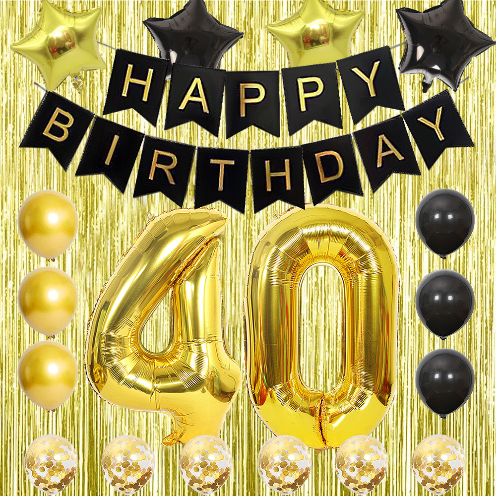 53-tlg. Set Happy Birthday Deko 30. Geburtstag Gold