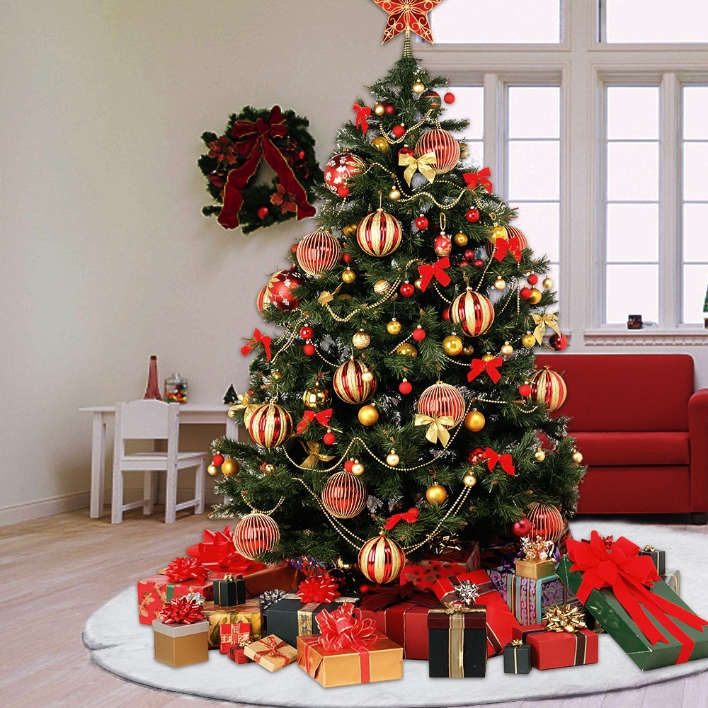 Ø75cm) Weihnachtsbaum Unterlage Plüsch Decke Weiss