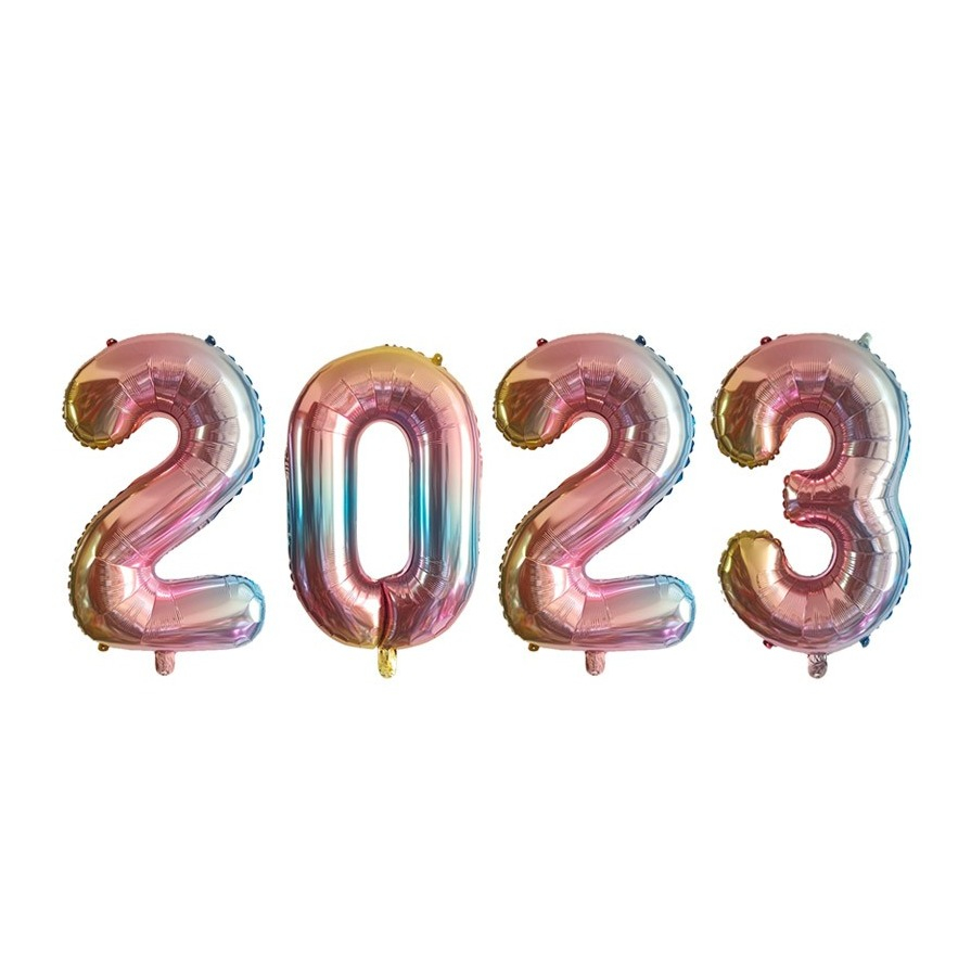Image of (80cm) Zahlen Ballon Silvester Party Luftballon Jahreszahl Folienballon - 2023 / Regenbogen bei Apfelkiste.ch