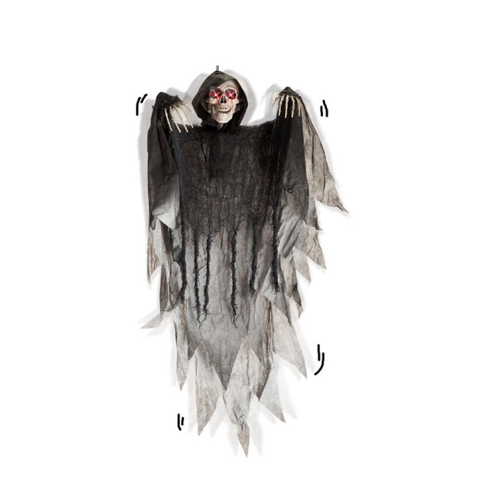 Image of (90cm) LED Deko Skelett Halloween Party Hängelicht mit Sound Funktion (inkl. Batterien) - Schwarz / Rot bei Apfelkiste.ch