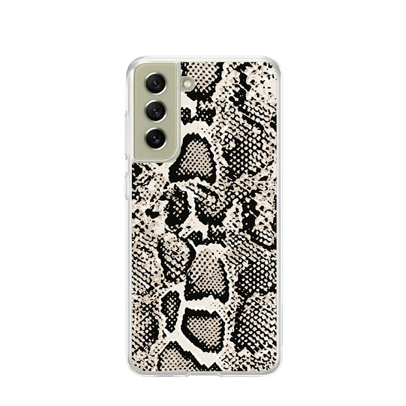 Image of Apfelkiste © - Samsung Galaxy S21 FE 5G Gummi Case Hülle Ultra Thin Snake Skin - Beige / Schwarz bei Apfelkiste.ch