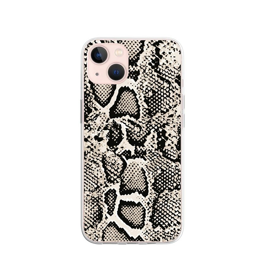 Image of Apfelkiste © - iPhone 13 Gummi Case Hülle Ultra Thin Snake Skin - Beige / Schwarz bei Apfelkiste.ch