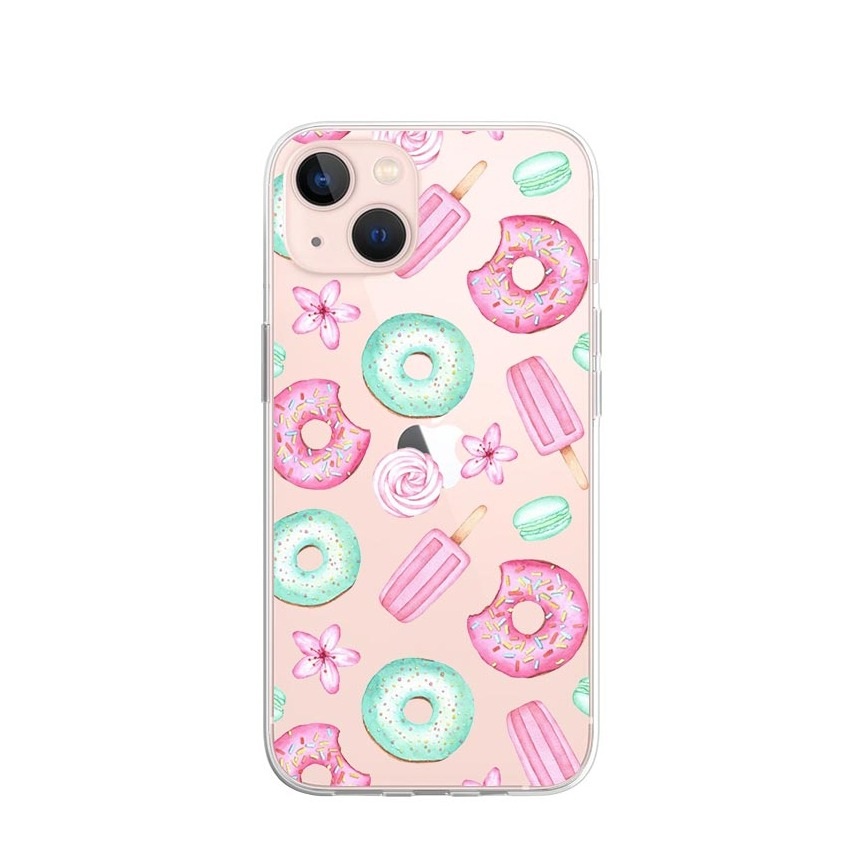 Image of Apfelkiste © - iPhone 13 Gummi Case Hülle Ultra Thin Sweets - Rosa / Türkis bei Apfelkiste.ch