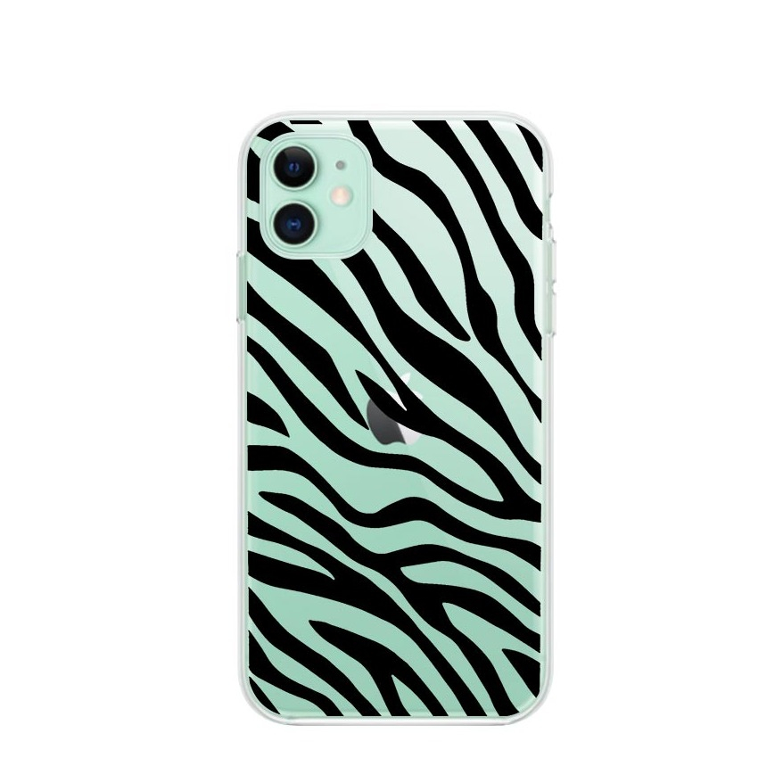 Image of Apfelkiste © - iPhone 11 Gummi Case Hülle Ultra Thin Zebra - Transparent / Schwarz bei Apfelkiste.ch