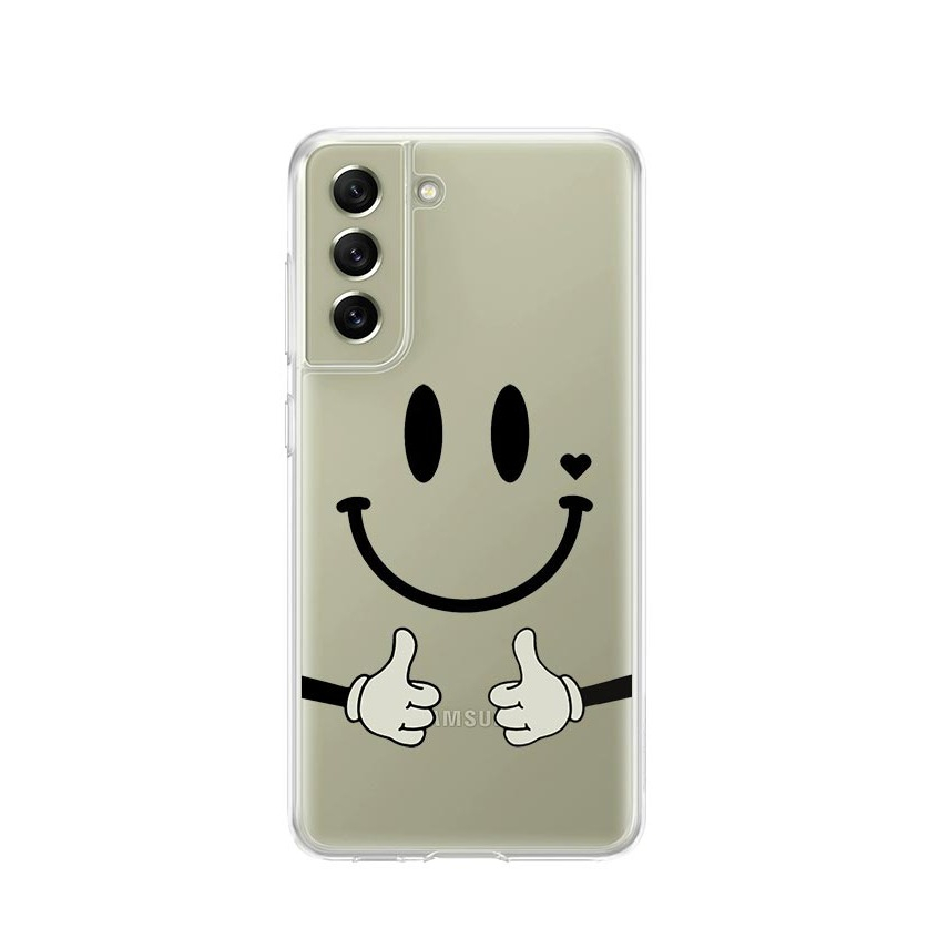 Image of Apfelkiste © - Samsung Galaxy S21 FE 5G Gummi Case Hülle Ultra Thin Happy Smile - Transparent bei Apfelkiste.ch