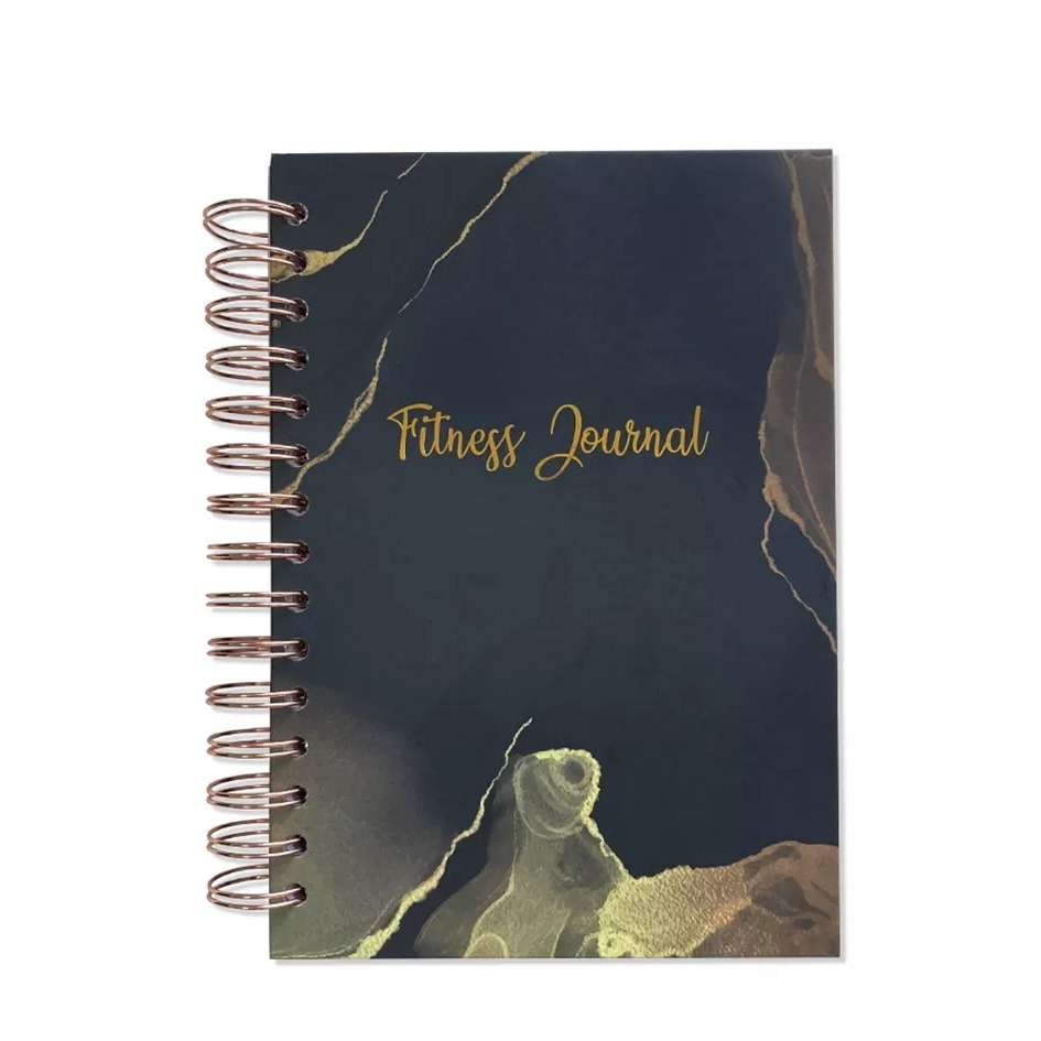 Image of A5 Fitness Journal Never Give Up Ernährungs + Sport Tagebuch (160 Seiten) mit Spiralbindung - Dunkelgrün bei Apfelkiste.ch