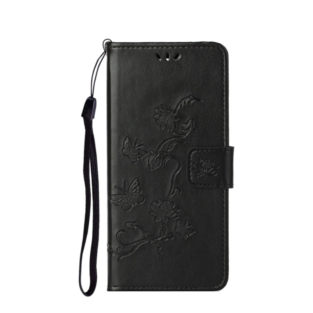 Image of Nokia X20 / X10 Leder Tasche Flip Cover Schmetterlinge und Blumen - Schwarz bei Apfelkiste.ch