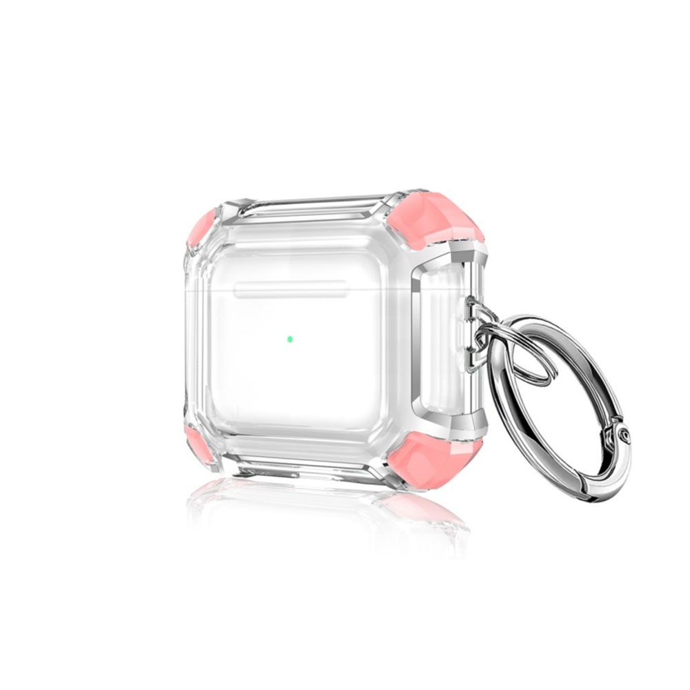 Image of AirPods (3. Generation) Gummi Schutzhülle Air Cushion Fallschutz + Karabinerhaken - Rosa bei Apfelkiste.ch