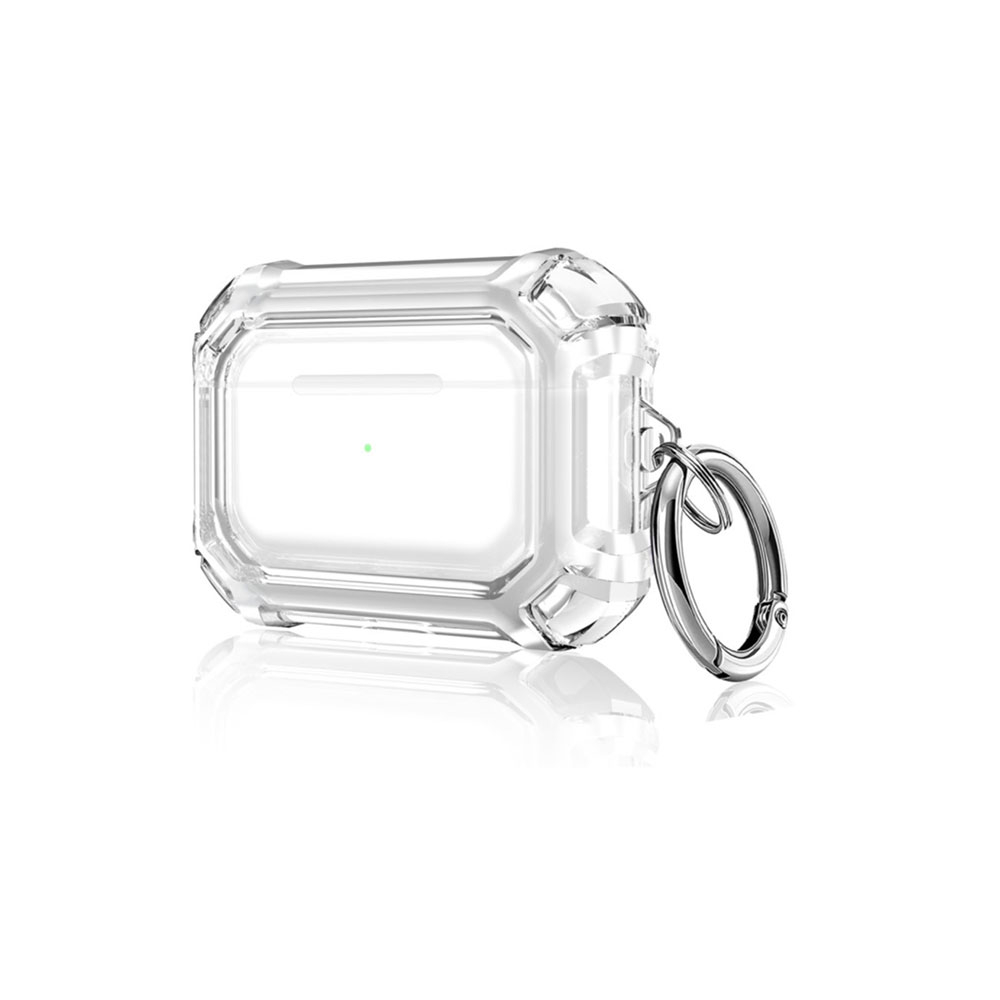 Image of AirPods Pro Gummi Schutzhülle Air Cushion Fallschutz + Karabinerhaken - Transparent bei Apfelkiste.ch