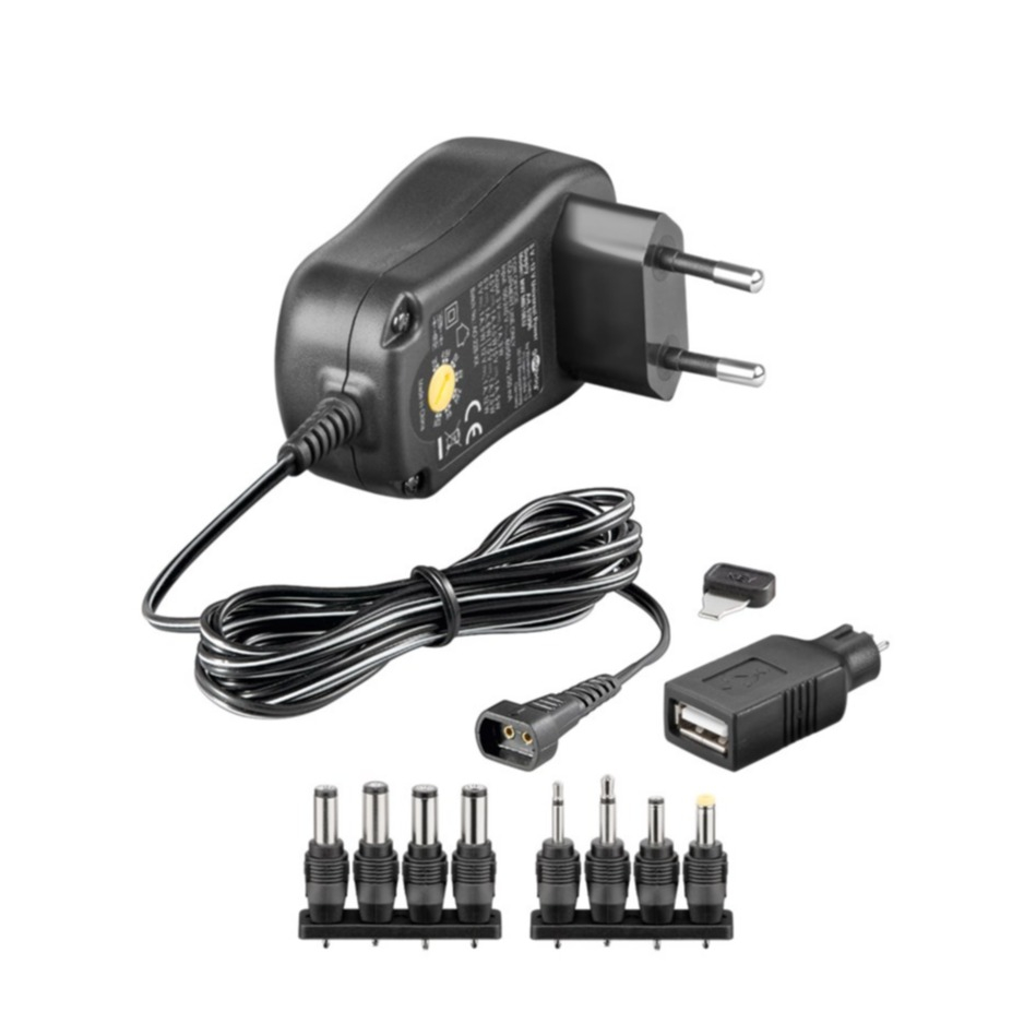 Image of Goobay - 12W Universal Netzteil AC/DC 3-12V mit 8 Adaptersteckern (53996) - Schwarz bei Apfelkiste.ch