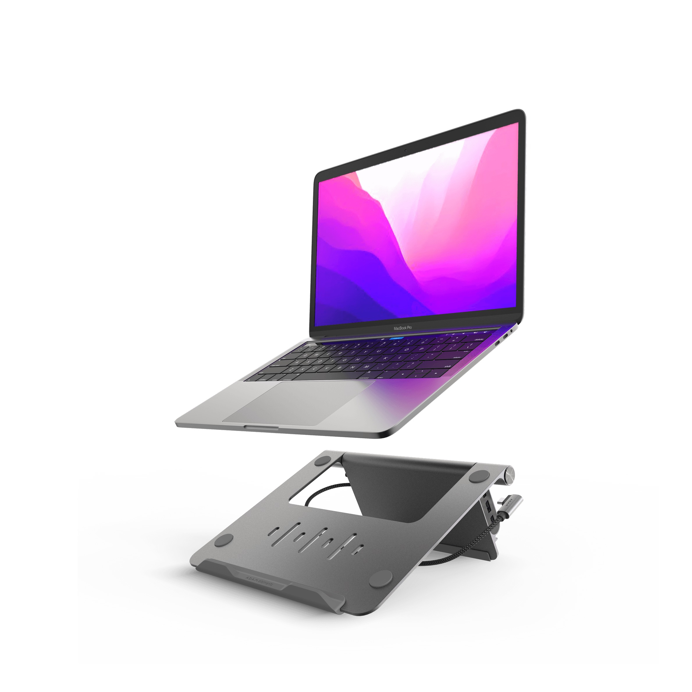 Image of ADAM elements - Casa Hub Stand Alu Laptop Halterung mit USB C / 3x USB / HDMI Anschluss (AAPADHUBSTDGY) - Grau bei Apfelkiste.ch
