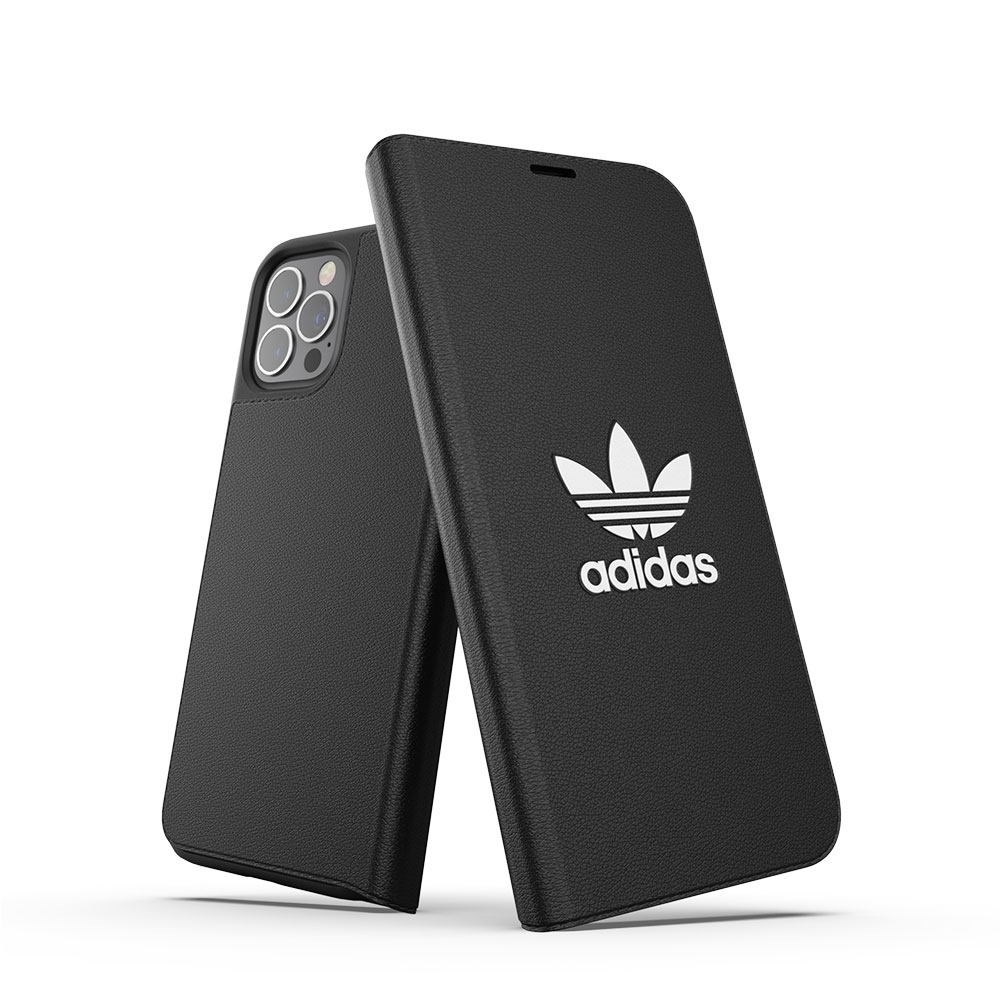 Image of adidas Originals - iPhone 12 / iPhone 12 Pro Booklet Case Leder Etui Tasche - Schwarz bei Apfelkiste.ch