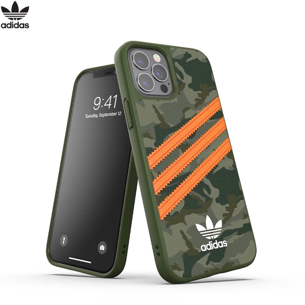 iPhone 12 / iPhone 12 Pro Moulded Snap Case PU Leder Hülle - Grün / Orange