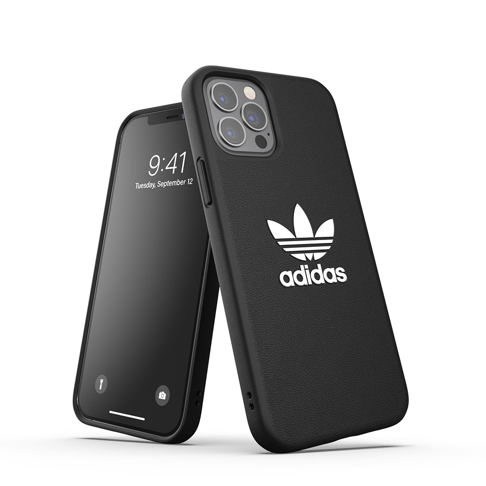 Image of adidas Originals - iPhone 12 / iPhone 12 Pro Moulded Case Trefoil Hülle Leder Optik - Schwarz bei Apfelkiste.ch