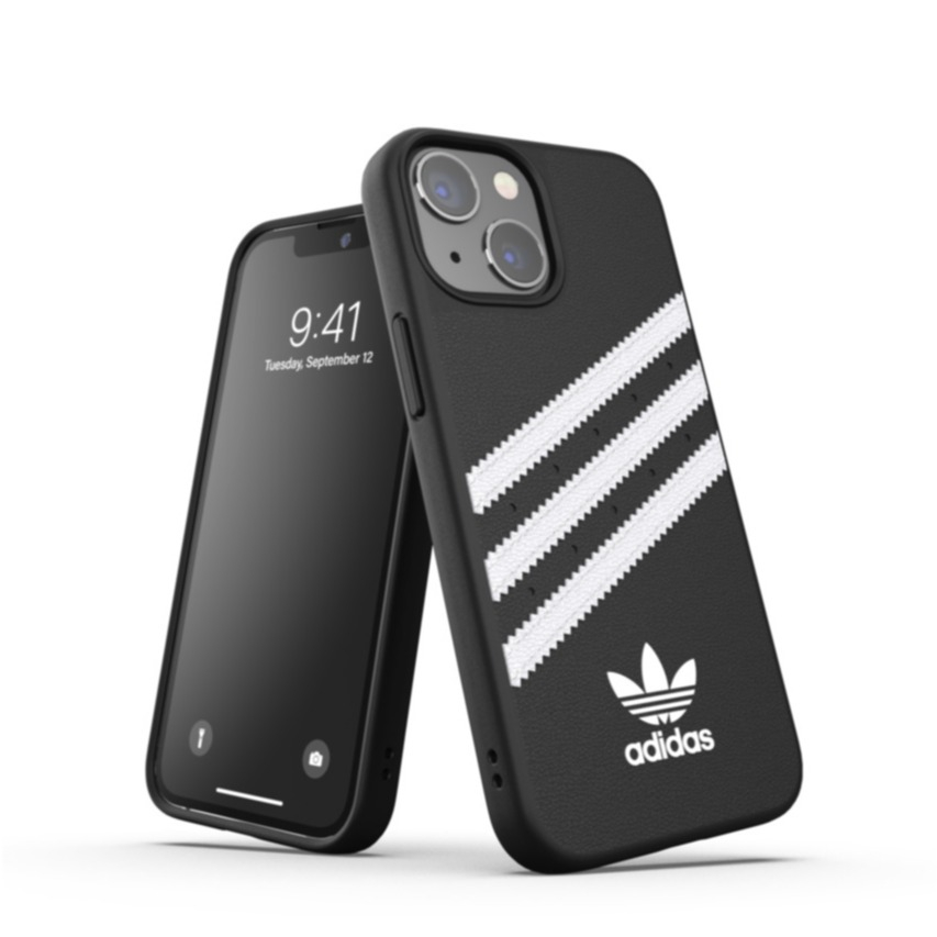Image of adidas Originals - iPhone 13 Mini Moulded Snap Case PU Leder Hülle (47080) - Schwarz / Weiss bei Apfelkiste.ch