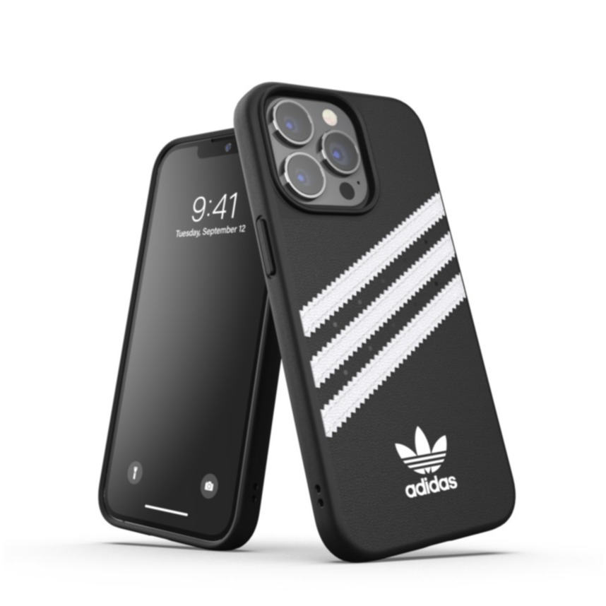 Image of adidas Originals - iPhone 13 Pro Moulded Snap Case PU Leder Hülle (47114) - Schwarz / Weiss bei Apfelkiste.ch