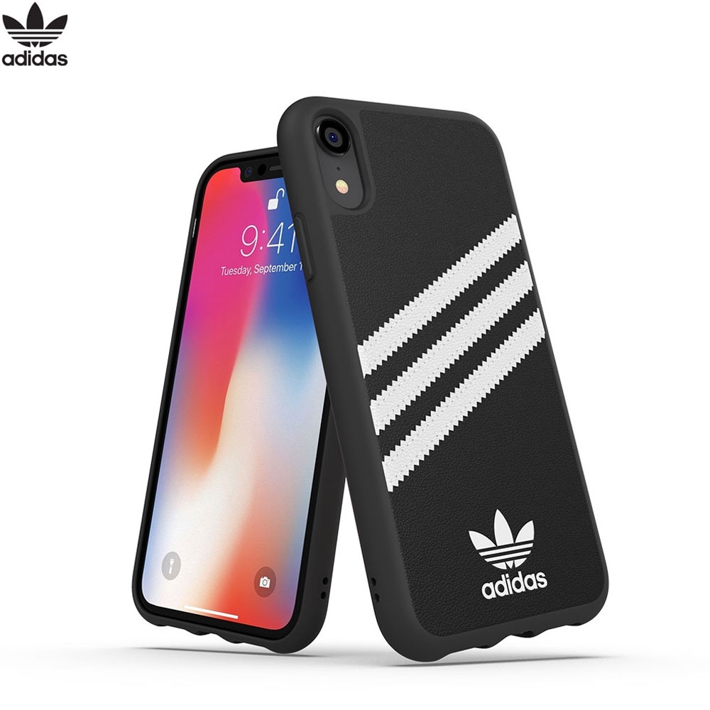 iPhone Xr Moulded Snap Case PU Leder Hülle (32806) - Schwarz / Weiss