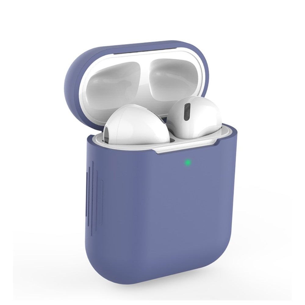 Image of AirPods (1. & 2. Generation) Silikon Case Schutzhülle Abdeckung - Blaugrau (Matt) bei Apfelkiste.ch