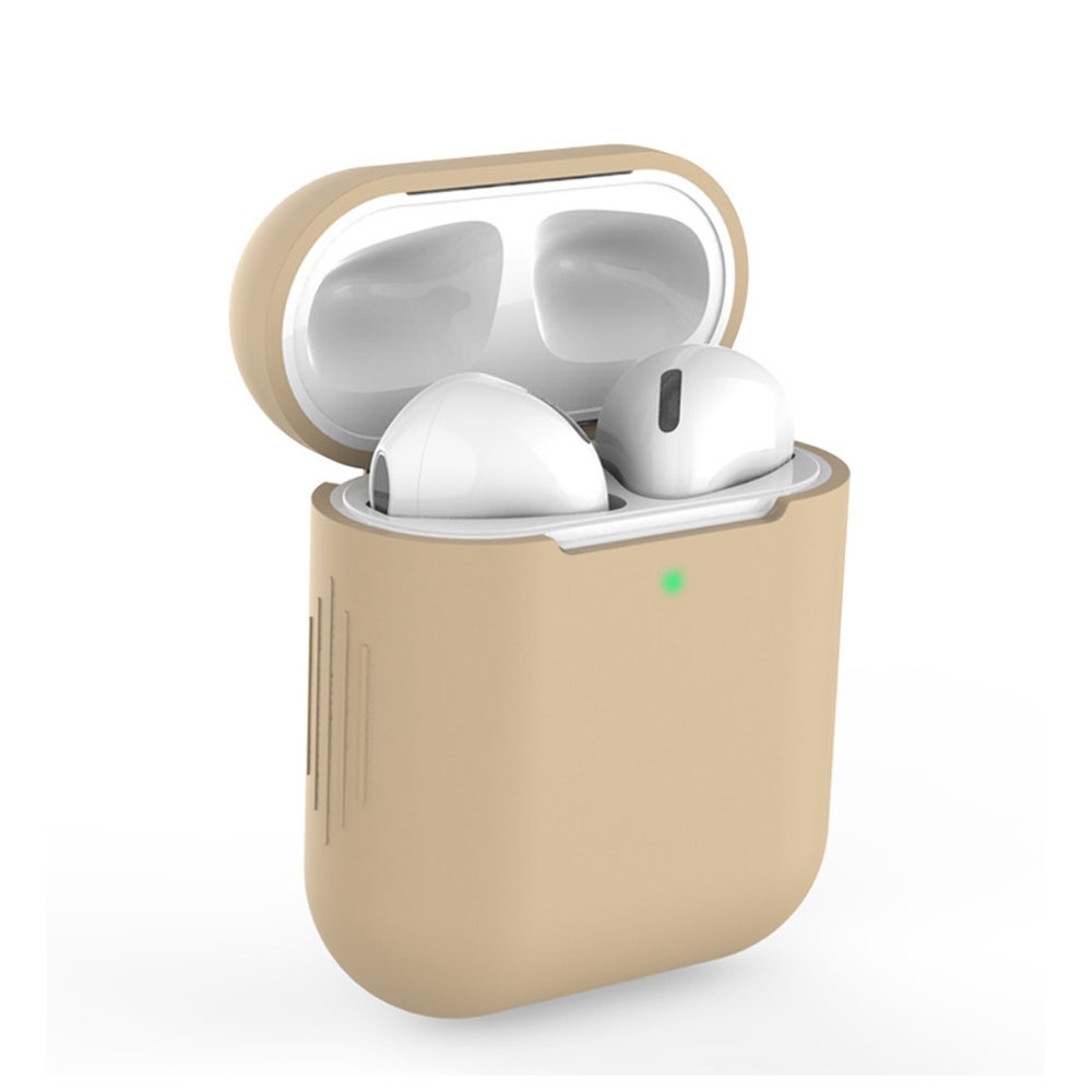 Image of AirPods (1. & 2. Generation) Silikon Case Schutzhülle Abdeckung - Braun / Beige (Matt) bei Apfelkiste.ch
