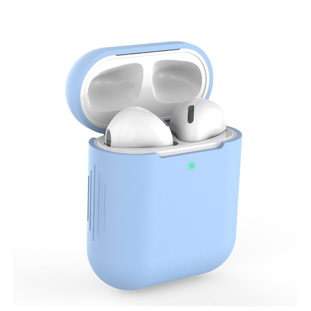 Image of AirPods (1. & 2. Generation) Silikon Case Schutzhülle Abdeckung - Hellblau (Matt) bei Apfelkiste.ch