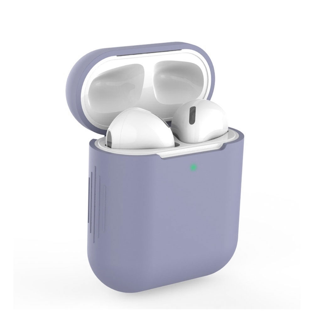 Image of AirPods (1. & 2. Generation) Silikon Case Schutzhülle Abdeckung - Lila / Grau (Matt) bei Apfelkiste.ch