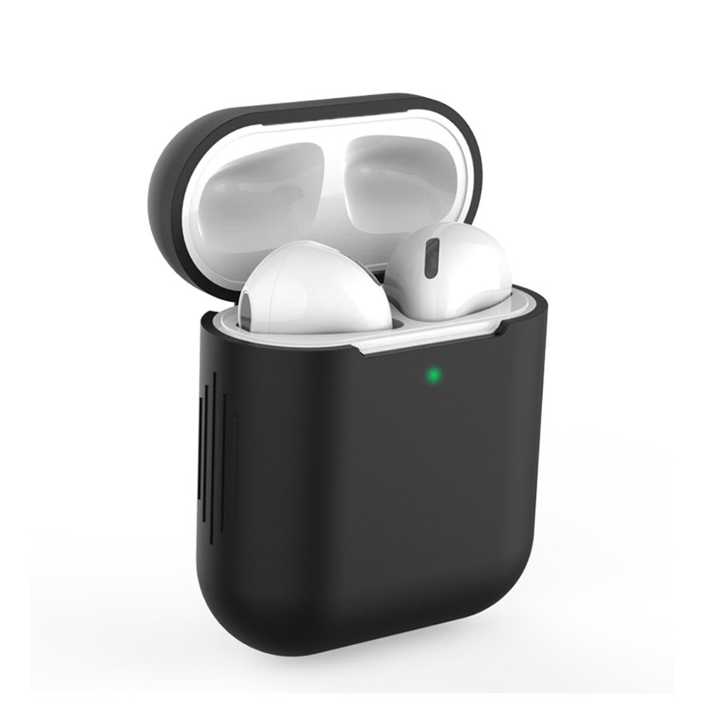 Image of AirPods (1. & 2. Generation) Silikon Case Schutzhülle Abdeckung - Schwarz (Matt) bei Apfelkiste.ch
