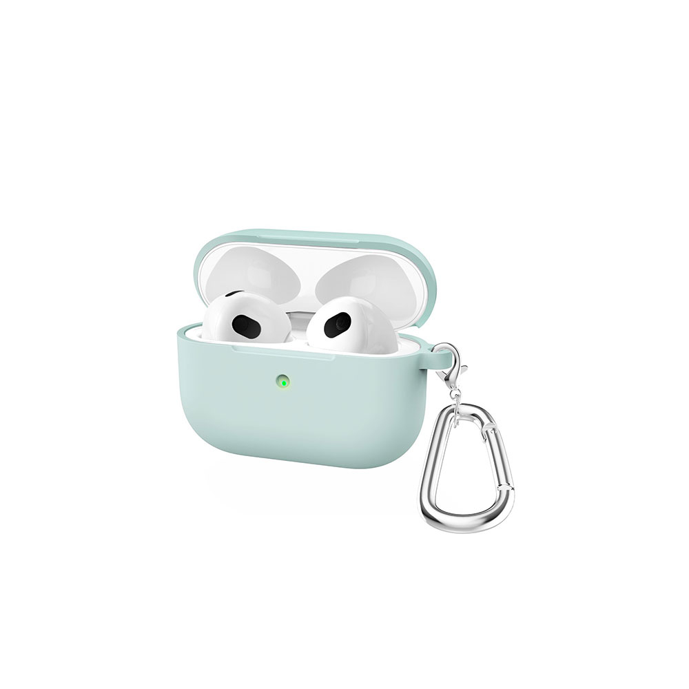 Image of AirPods (3. Generation) Silikon Schutzhülle Abdeckung mit Karabinerhaken - Mint bei Apfelkiste.ch