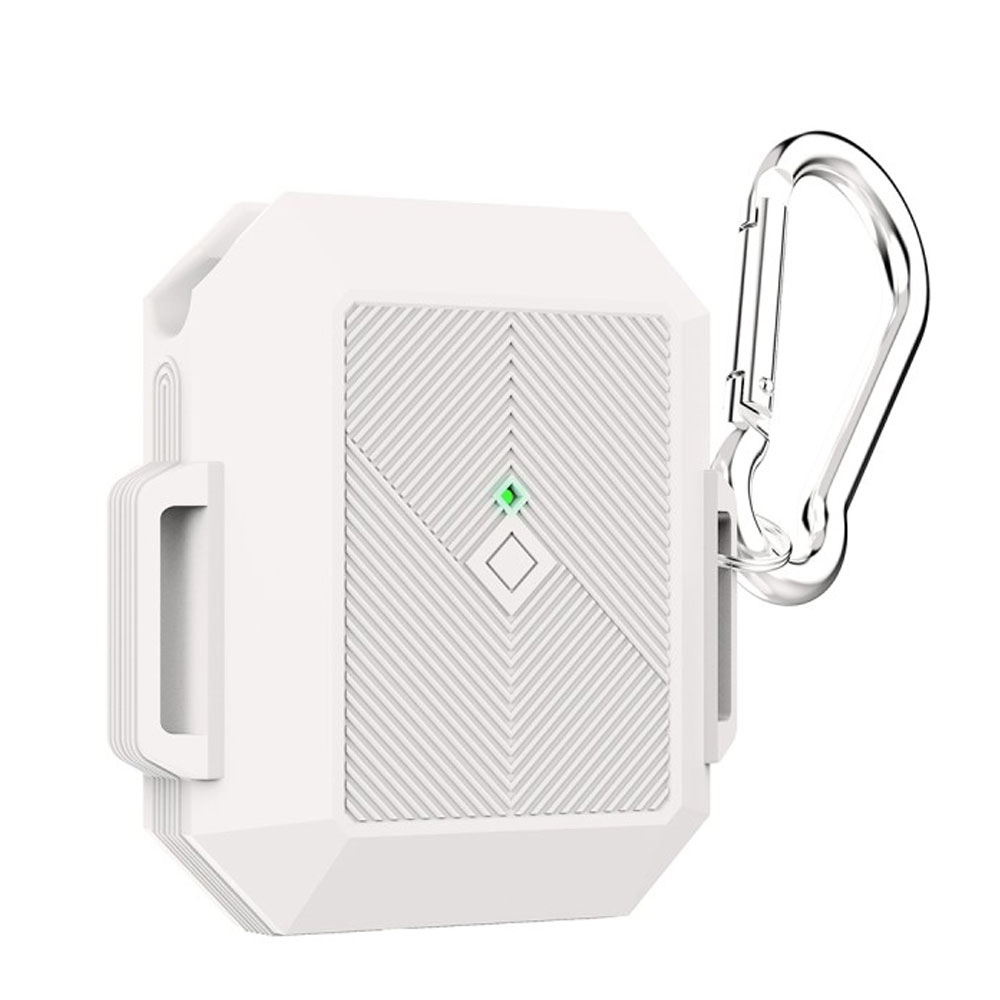 Image of AirPods (1. & 2. Generation) Rugged Gummi Schutzhülle mit Karabinerhaken - Weiss (fluoreszierend) bei Apfelkiste.ch