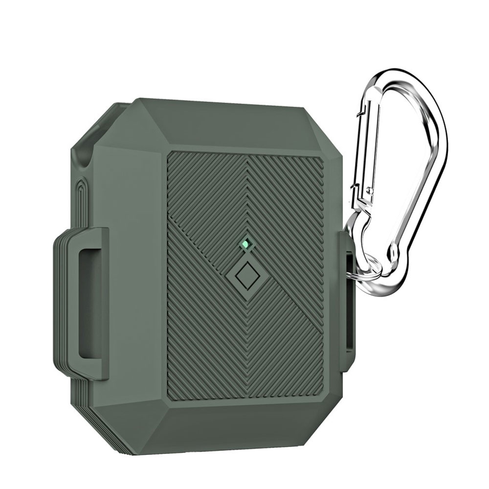 Image of AirPods (1. & 2. Generation) Rugged Gummi Schutzhülle mit Karabinerhaken - Grün bei Apfelkiste.ch