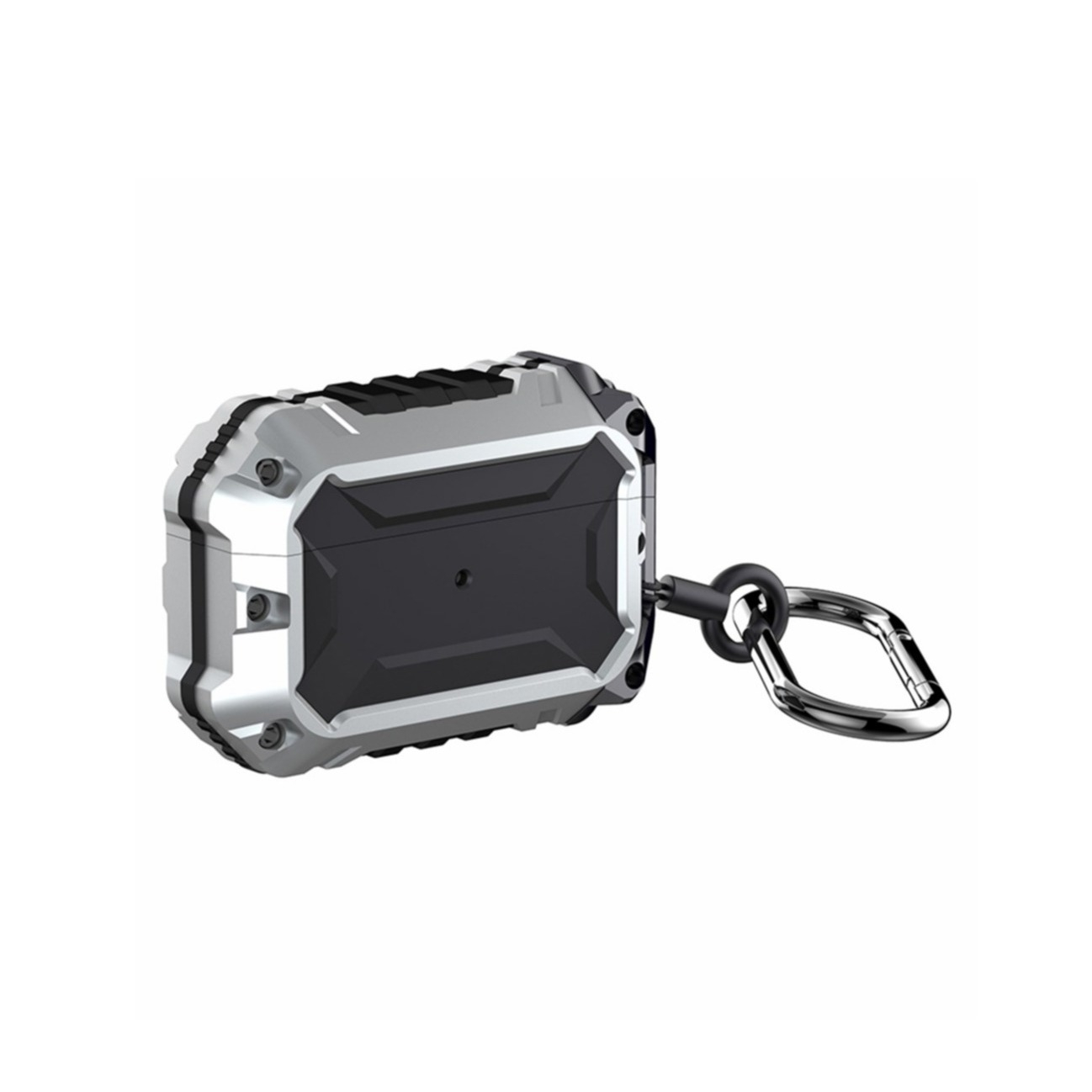 Image of AirPods Pro Hybrid Hardcase Schutzhülle mit Karabinerhaken - Silber bei Apfelkiste.ch