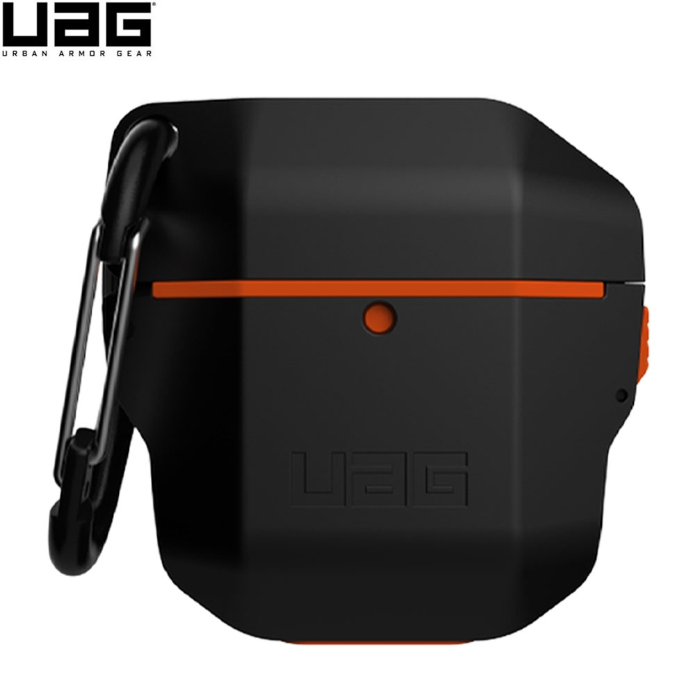 UAG Urban Armor Gear - AirPods (1. & 2. Generation) Hardcase Schutzhülle mit Karabinerhaken IP65 (10185F114097) - Schwarz / Orange