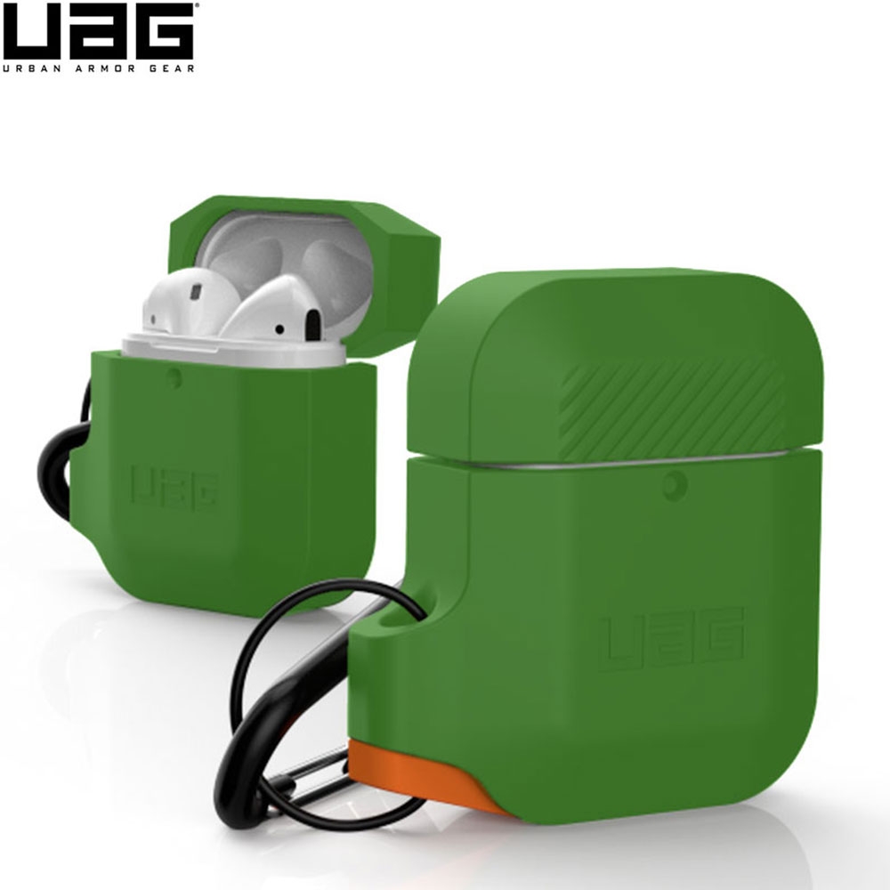 UAG Urban Armor Gear - AirPods (1. & 2. Generation) Silikon Schutzhülle mit Karabinerhaken (10185E117297) - Grün / Orange