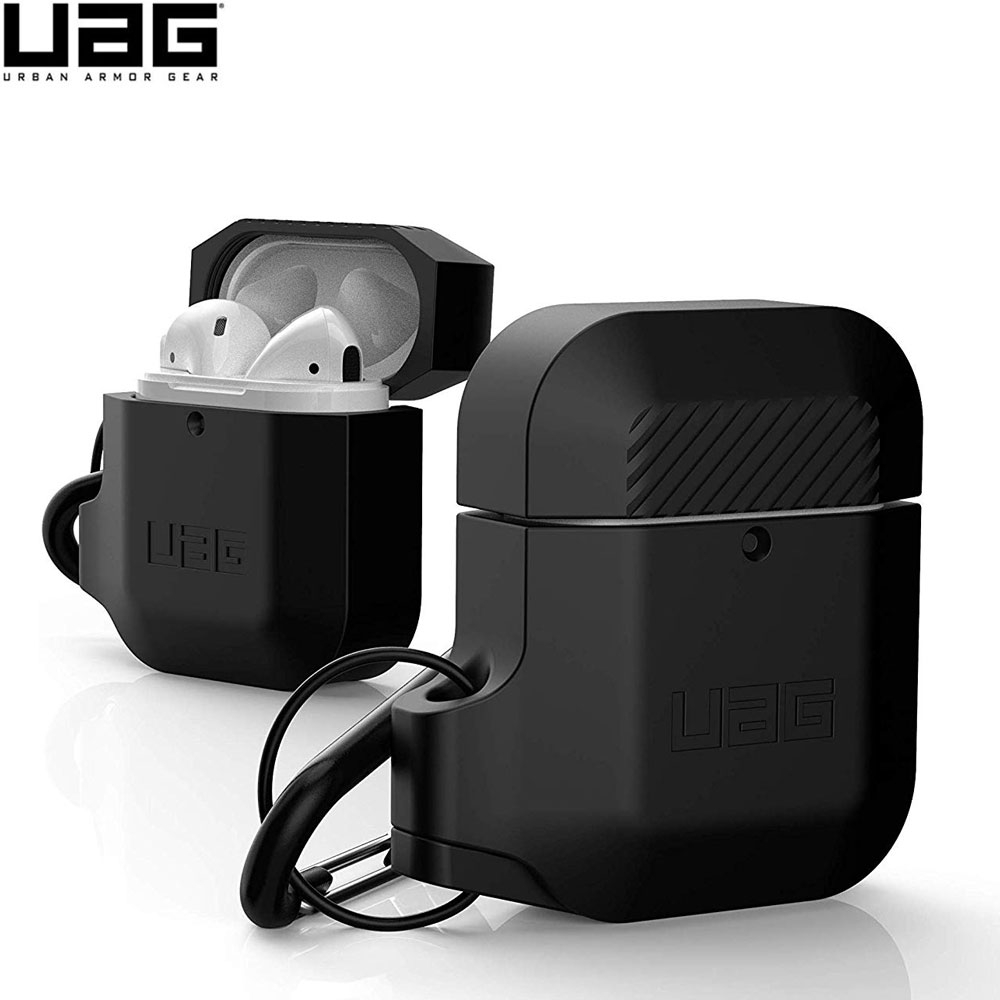 UAG Urban Armor Gear - AirPods (1. & 2. Generation) Silikon Schutzhülle mit Karabinerhaken (10185E114040) - Schwarz
