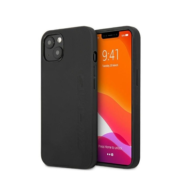 Image of AMG Mercedes Benz - iPhone 13 Mini Echtleder Hardcase Hülle Hot Stampe (AMHCP13SDOLBK) - Schwarz bei Apfelkiste.ch