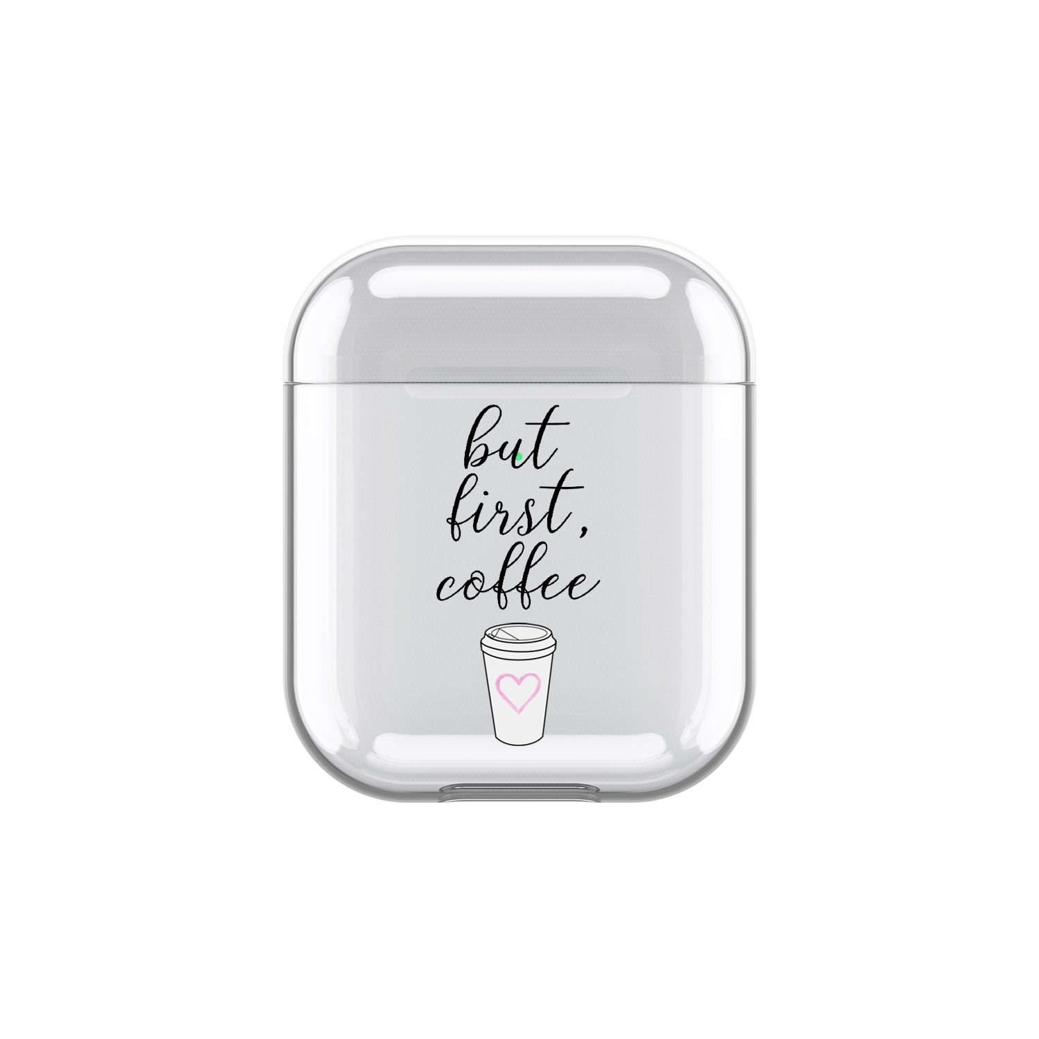 Image of Apfelkiste - AirPods (1. & 2. Generation) Gummi Schutzhülle But First Coffee - Transparent bei Apfelkiste.ch