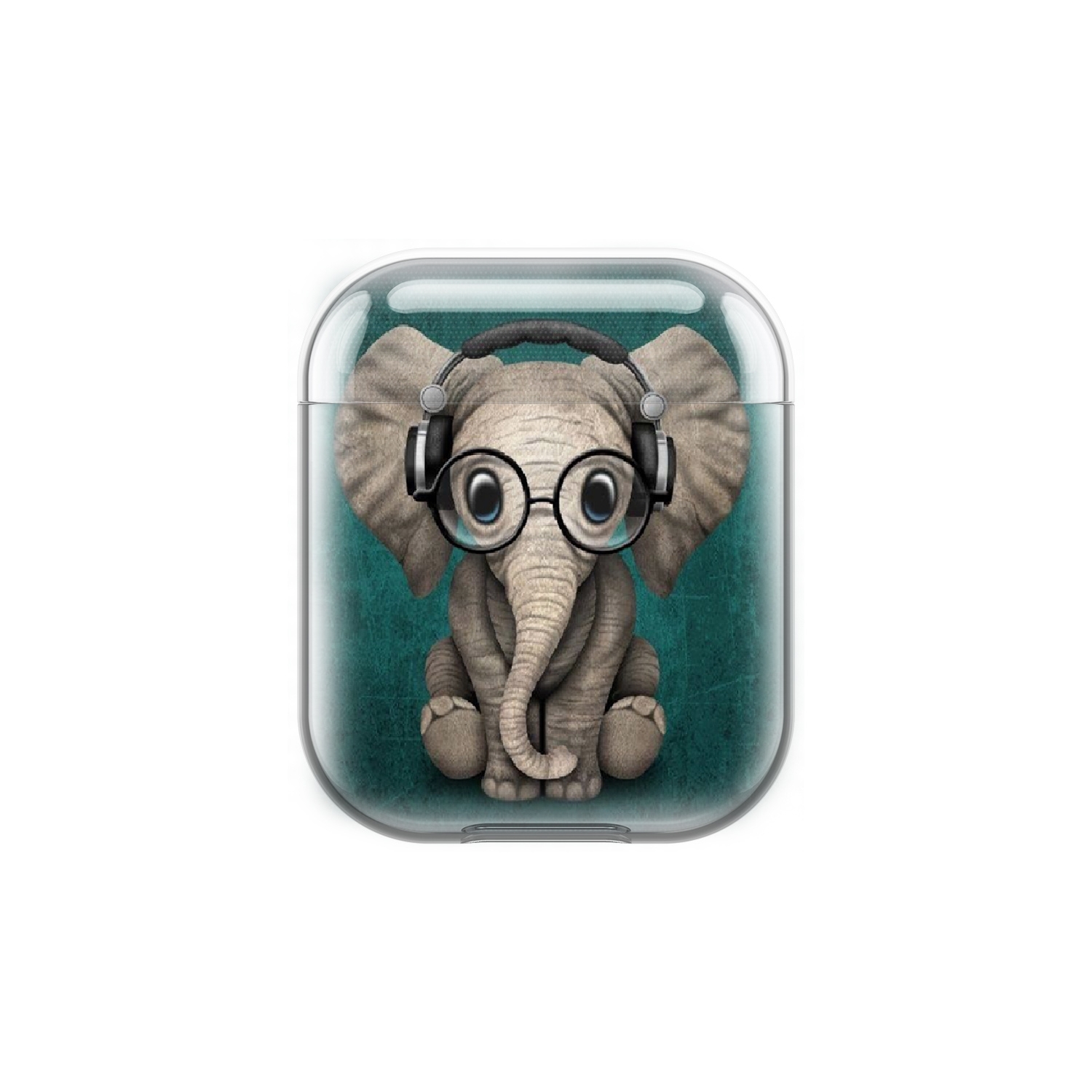 Image of Apfelkiste - AirPods (1. & 2. Generation) Gummi Schutzhülle Cooler Elefant - Grün / Grau bei Apfelkiste.ch