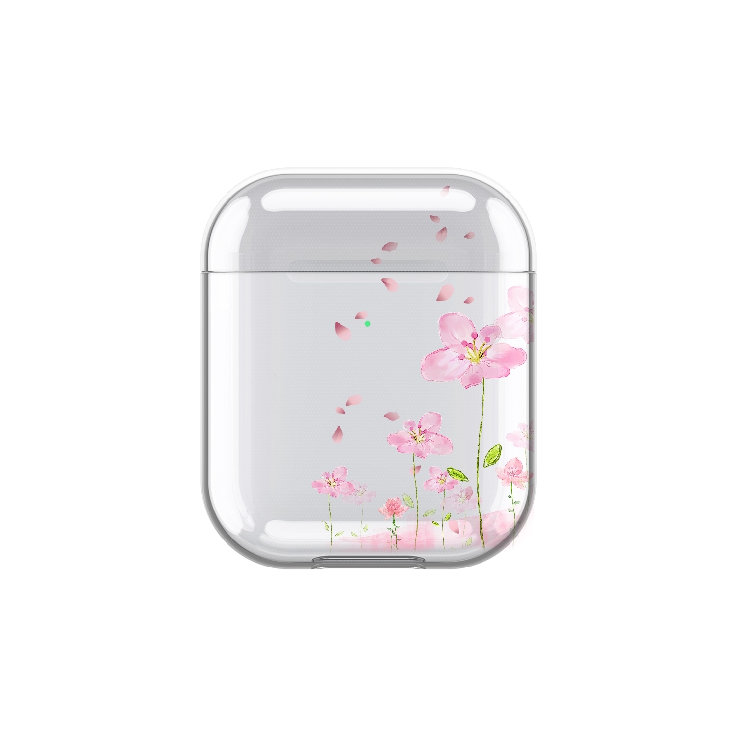 Image of Apfelkiste - AirPods (1. & 2. Generation) Gummi Schutzhülle Flowers - Rosa / Transparent bei Apfelkiste.ch