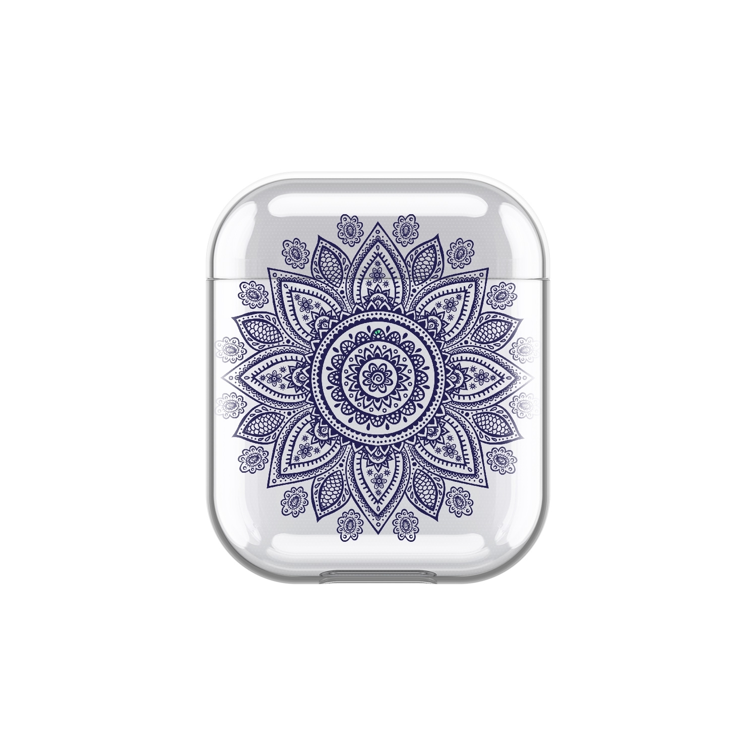 Image of Apfelkiste - AirPods (1. & 2. Generation) Gummi Schutzhülle Mandala Flower - Transparent / Blau bei Apfelkiste.ch