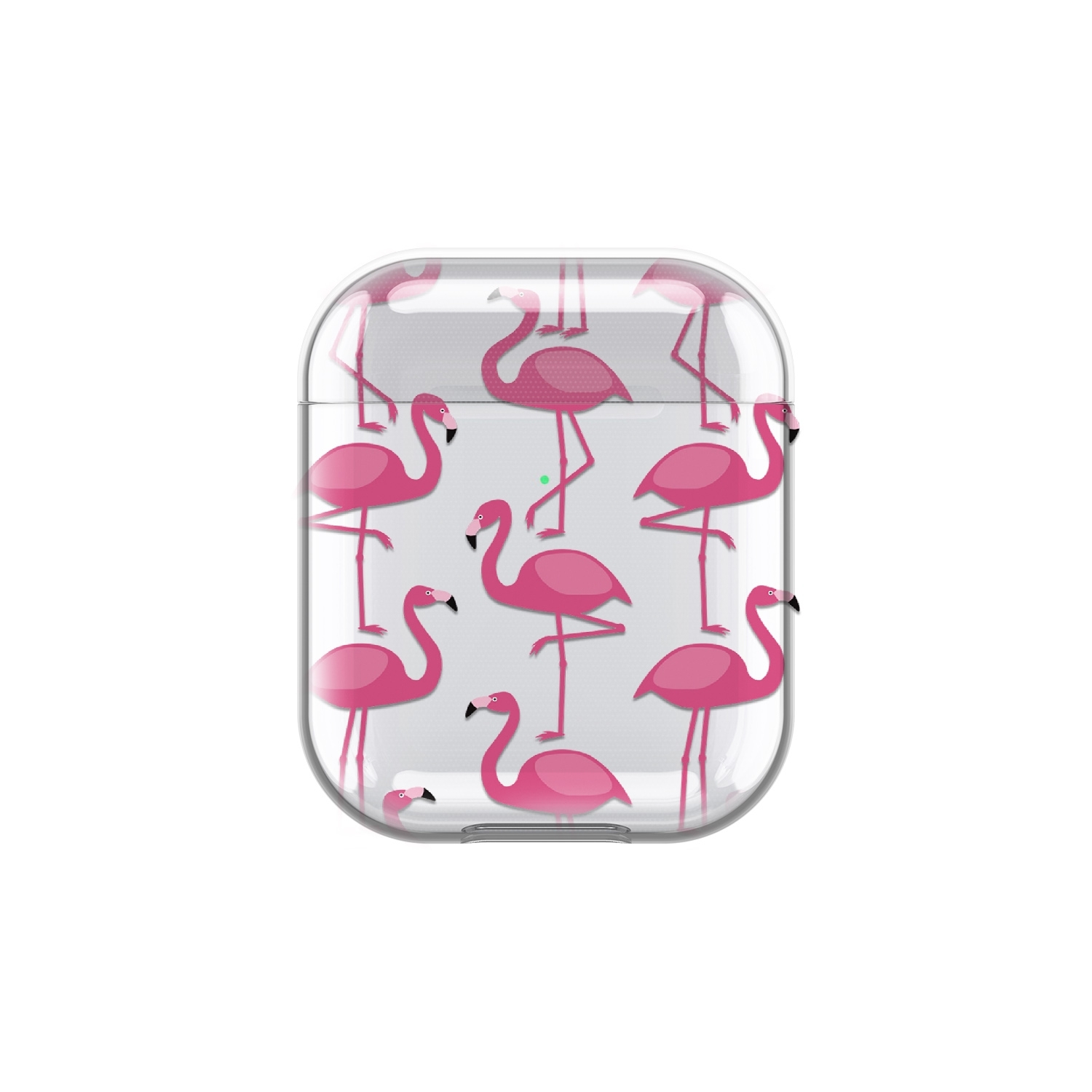 Image of Apfelkiste - AirPods (1. & 2. Generation) Gummi Schutzhülle Pinke Flamingos - Transparent bei Apfelkiste.ch