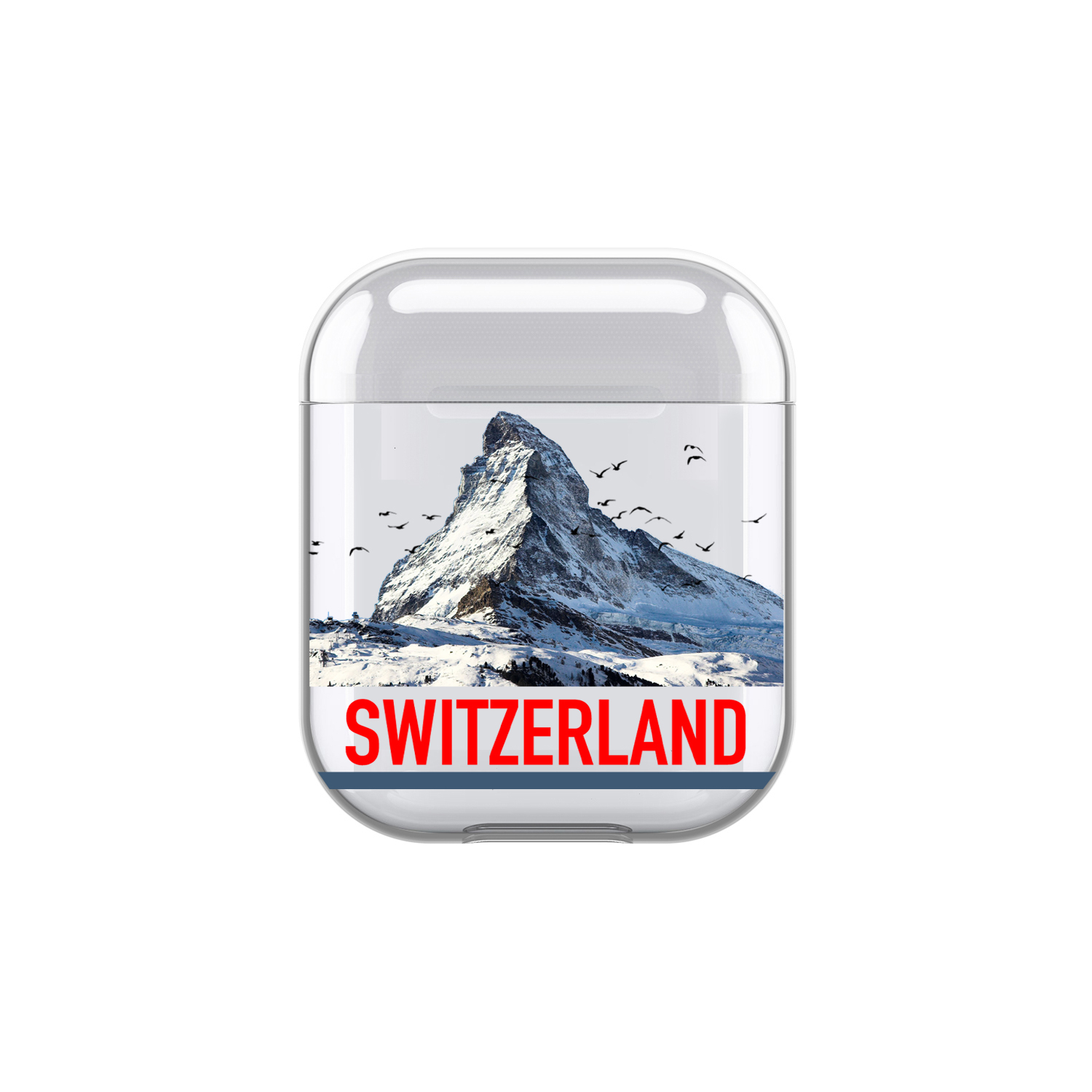 Image of Apfelkiste - AirPods (1. & 2. Generation) Gummi Schutzhülle Switzerland Matterhorn - Transparent bei Apfelkiste.ch