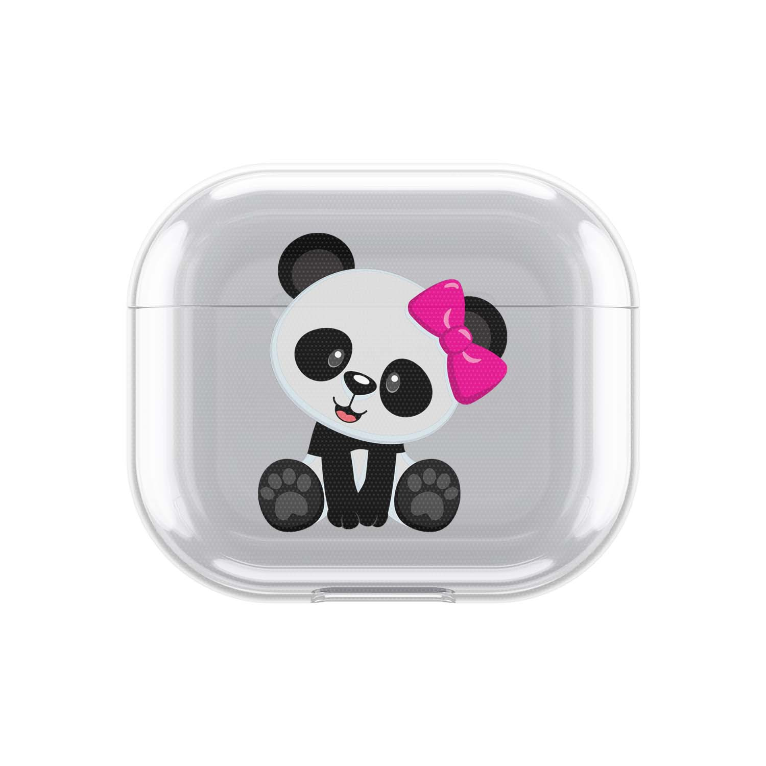 Image of Apfelkiste - AirPods (3. Generation) Gummi Schutzhülle Pandabär Haarschleife - Transparent bei Apfelkiste.ch