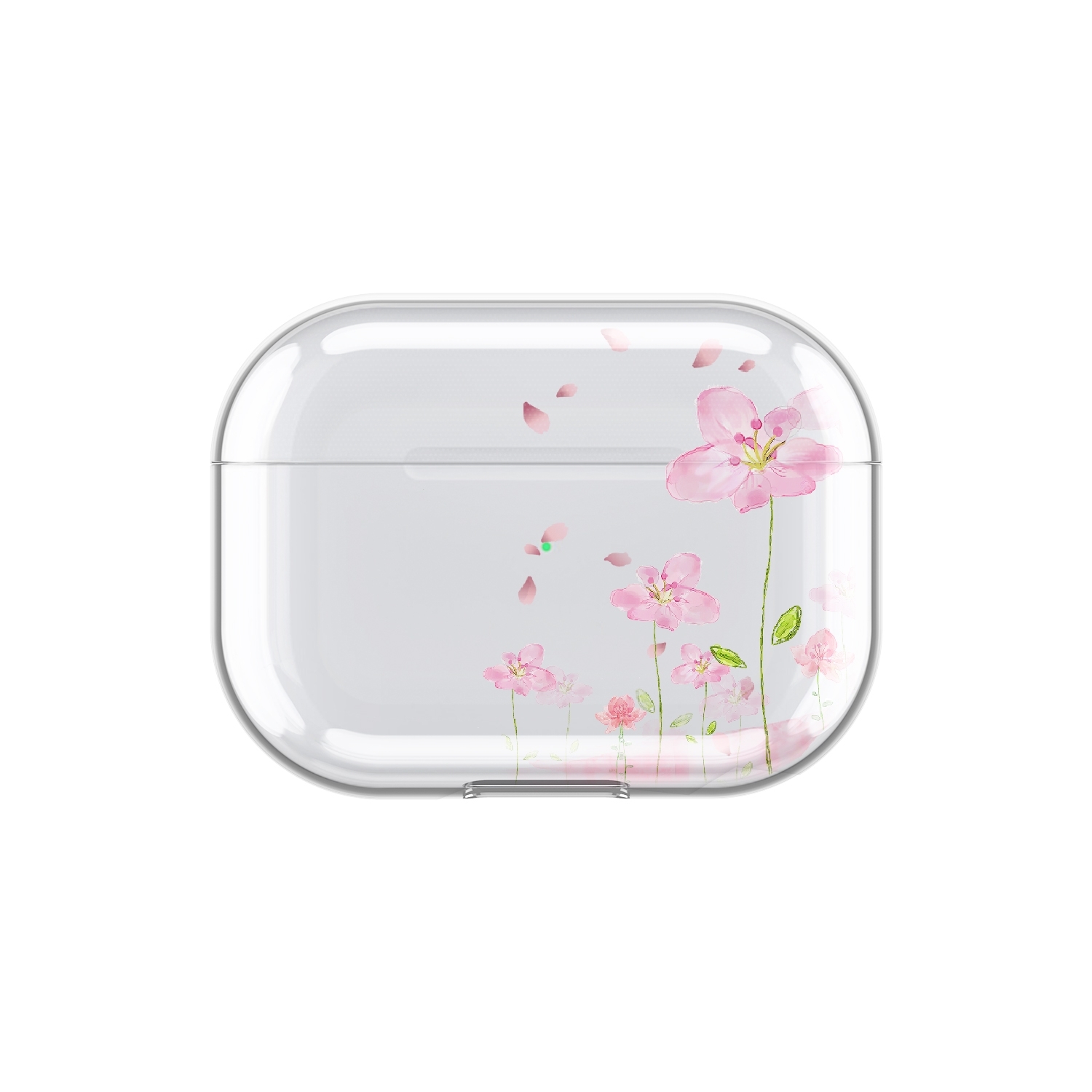 Image of Apfelkiste - AirPods Pro Gummi Schutzhülle Flowers - Rosa / Transparent bei Apfelkiste.ch
