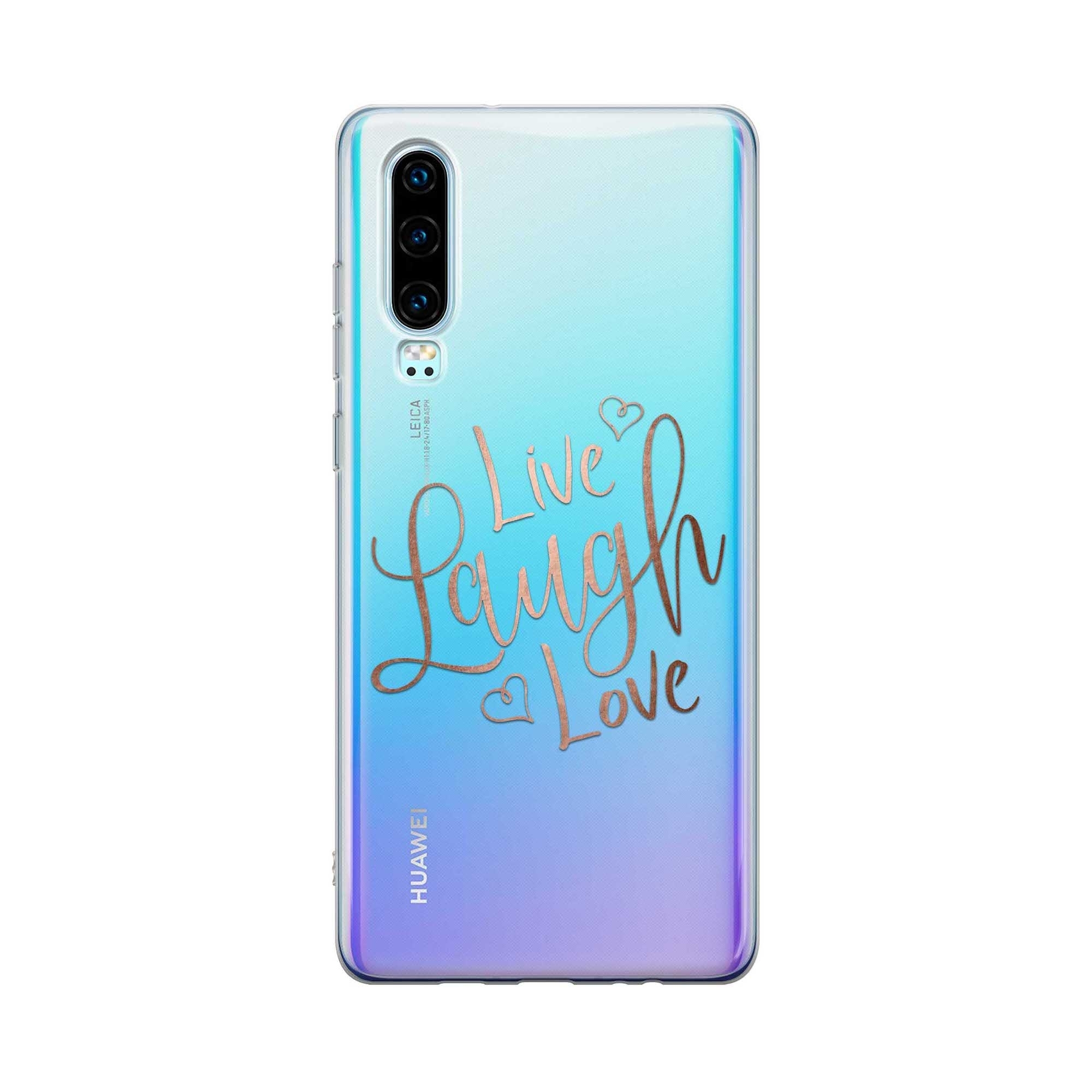 Image of Apfelkiste - Huawei P30 Gummi Schutzhülle Live Laugh Love - Transparent bei Apfelkiste.ch