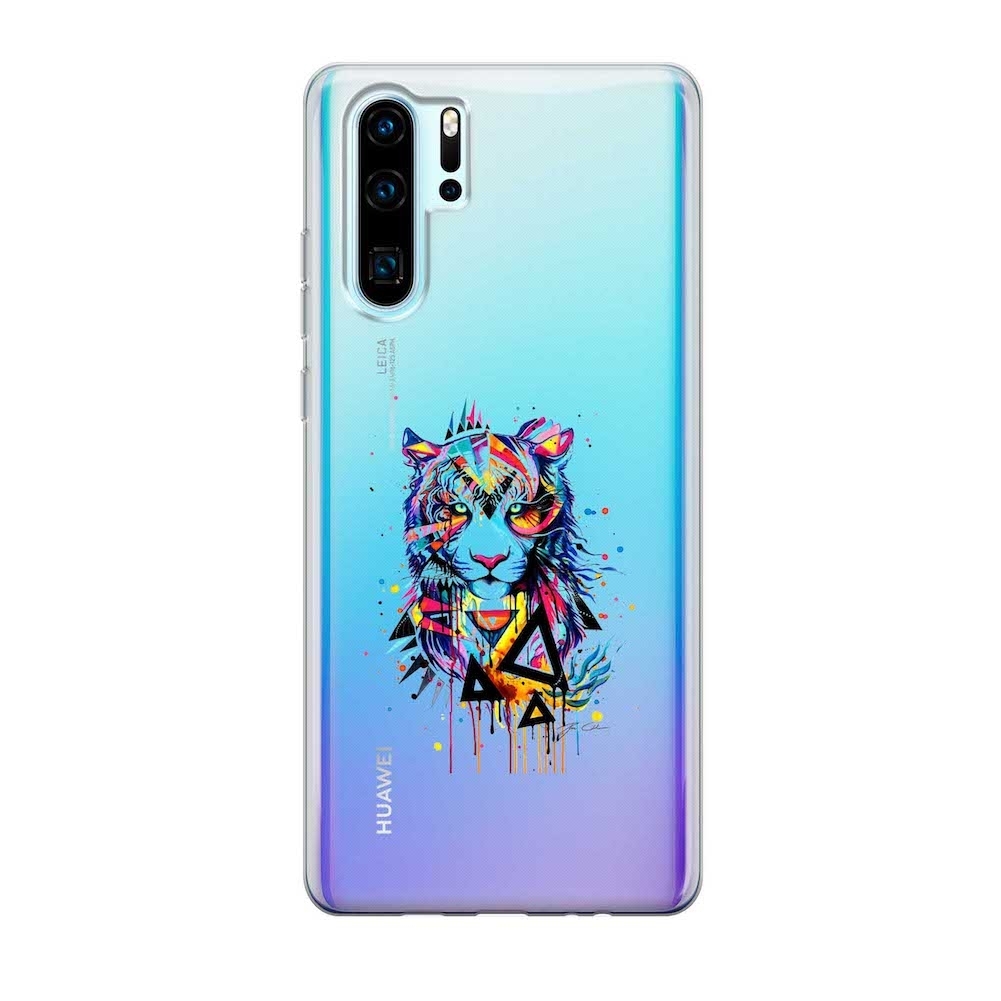 Image of Apfelkiste - Huawei P30 Pro New Edition / P30 Pro Gummi Schutzhülle Colorful Tiger - Transparent bei Apfelkiste.ch