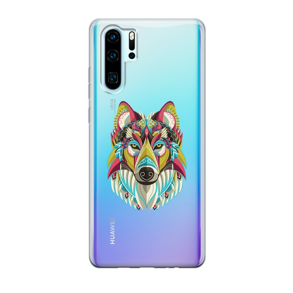 Image of Apfelkiste - Huawei P30 Pro New Edition / P30 Pro Gummi Schutzhülle Indianer Wolf - Transparent bei Apfelkiste.ch