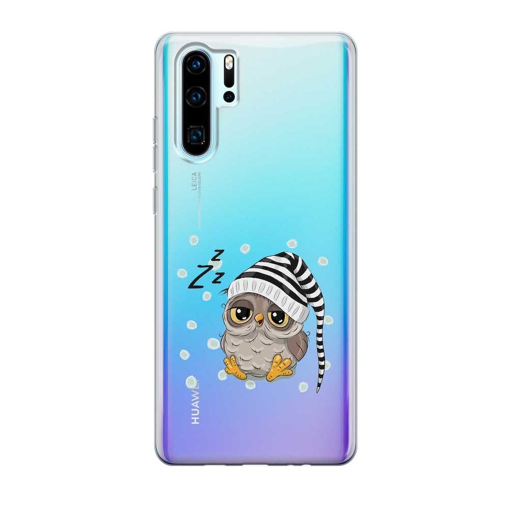 Image of Apfelkiste - Huawei P30 Pro New Edition / P30 Pro Gummi Schutzhülle Schlafmützen Eule - Transparent bei Apfelkiste.ch